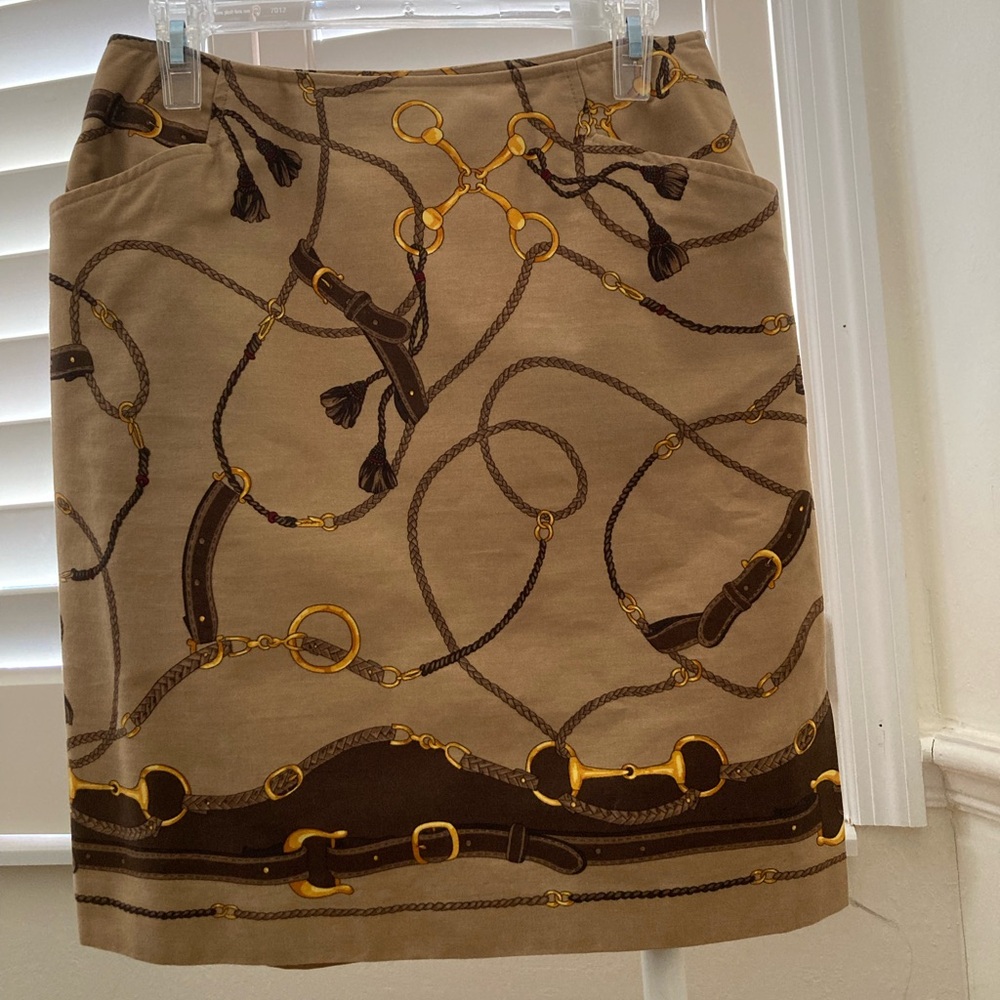 Talbots Tan and Gold Gucci style pencil skirt